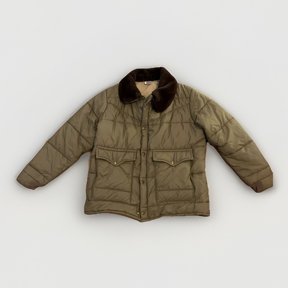 Walls Other - Vtg Walls Blizzard Pruf Insulated Puffer Jacket Beige Mens XLT Faux Fur